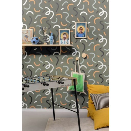 Caselio Young and Free 103397010 GOOD VIBES ONLY Grafkius Szines spagetti graffiti khakizöld fehér sárga szürke fekete