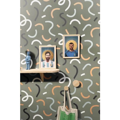 Caselio Young and Free 103397010 GOOD VIBES ONLY Grafkius Szines spagetti graffiti khakizöld fehér sárga szürke fekete