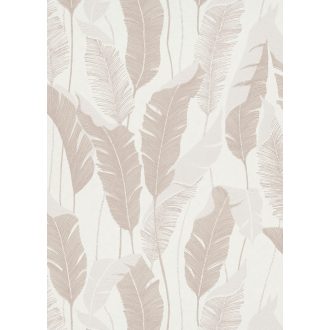   Finoman kidolgozott pálmalevelek kompozíciója krémfehér krém és bézs tónus fémes hatás tapéta
