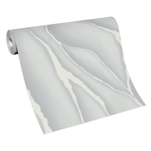 Megdöbbentő és szokatlan háromdimenziós márvány megjelenítés szürke fehér és fehérezüst tónus fémes hatás tapéta