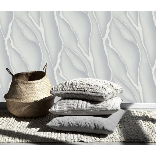 Megdöbbentő és szokatlan háromdimenziós márvány megjelenítés szürke fehér és fehérezüst tónus fémes hatás tapéta