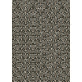   Klasszikus apró virágos motívum Art Deco stílusjegyekkel 3D fekete és arany tónus tapéta