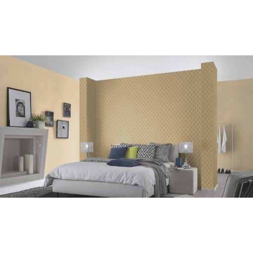 Klasszikus apró virágos motívum Art Deco stílusjegyekkel 3D arany tónus tapéta