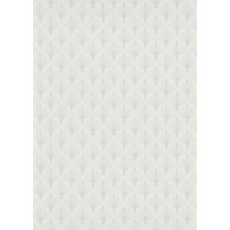   Klasszikus apró virágos motívum Art Deco stílusjegyekkel 3D fehér szürke és ezüst tónus tapéta