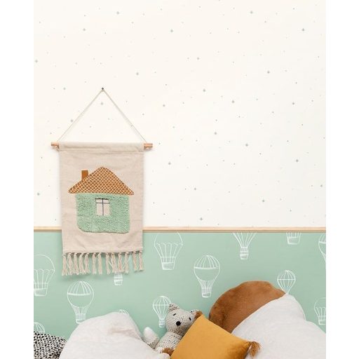 Csillagos égbolt álmodozóknak - kis csillagok pontok fehér mentazöld foszforszkáló tapéta