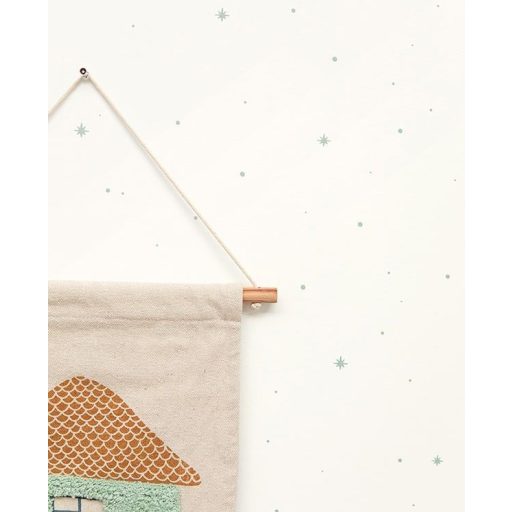 Csillagos égbolt álmodozóknak - kis csillagok pontok fehér mentazöld foszforszkáló tapéta