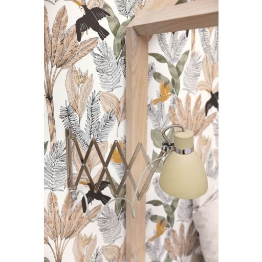 Egzotikus trópusi levelek között röpködő tukánok fehér mentazöld fekete szines tapéta