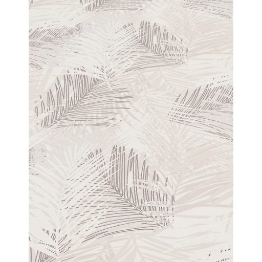 Egymást átható levelek stilizált grafikus mintája törtfehér bézs és barna tónus csillogó mintaelemek tapéta