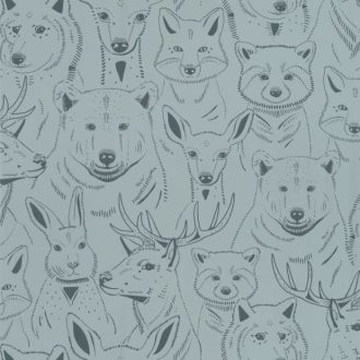   Bújócska az erdő állataival szürkéskék sötétkék tapéta