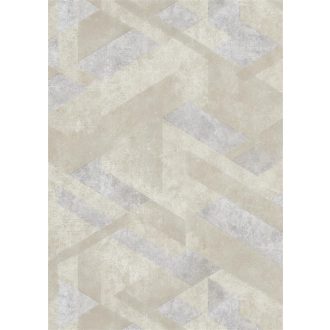   Háromdimenziós geometriai minta beton háttéren bézs szürkésbézs és szürke tónus tapéta