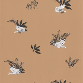   Finom levelek között pihenő rókák teveszőrbarna fekete fehér tapéta