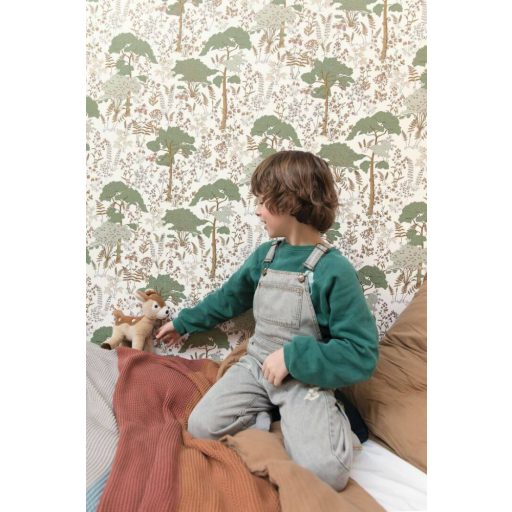 A távoli észak zöld erdejében skandináv stílusú fehér zöld szürkészöld bézs barna tapéta