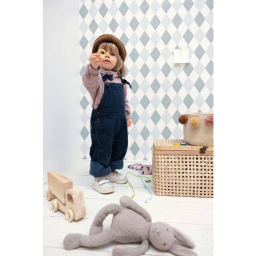 Ünnepi mégis vidám rombuszminta fehér szürkéskék szürke tapéta