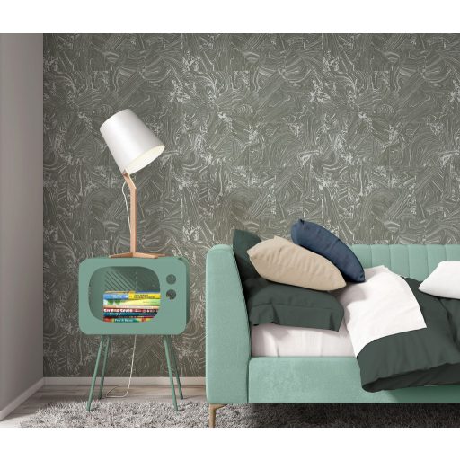 Különböző grafikai formák márványhatású megjelenése szürke sötétszürke és ezüst tónus fémes hatás tapéta