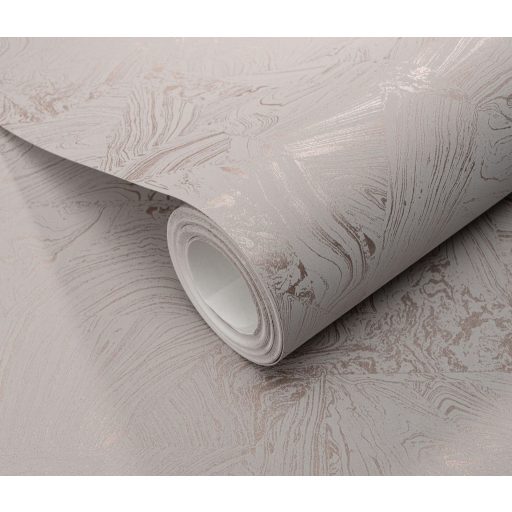 Különböző grafikai formák márványhatású megjelenése szürke szürkésbarna és roségold tónus fémes hatás tapéta