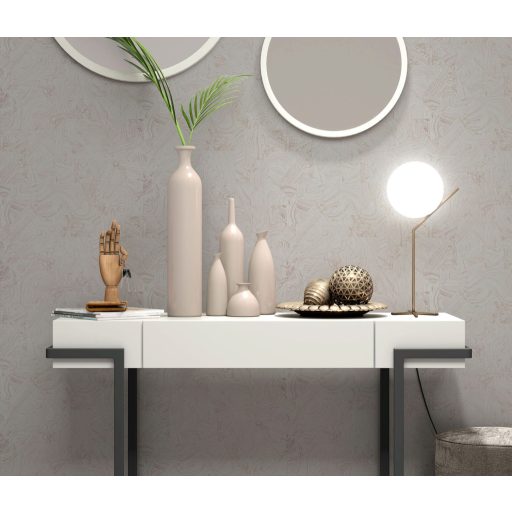 Különböző grafikai formák márványhatású megjelenése szürke szürkésbarna és roségold tónus fémes hatás tapéta