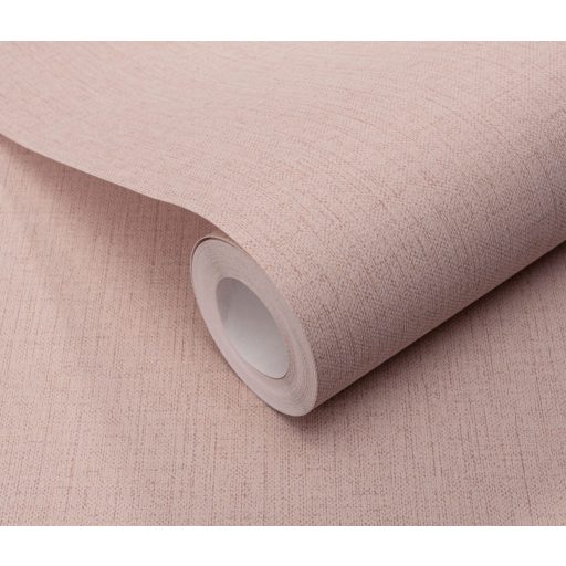 Finom textúrájú vászon megjelenésű egyszínű minta rózsaszín és bézses rózsaszín tónus tapéta