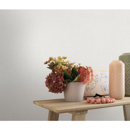 Finom textúrájú vászon megjelenésű egyszínű minta krém és krémszürke tónus tapéta