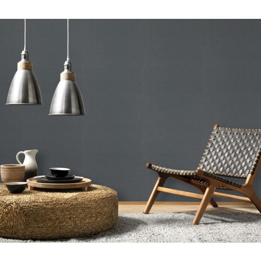 Finom textúrájú vászon megjelenésű egyszínű minta sötétszürke és antracit tónus tapéta