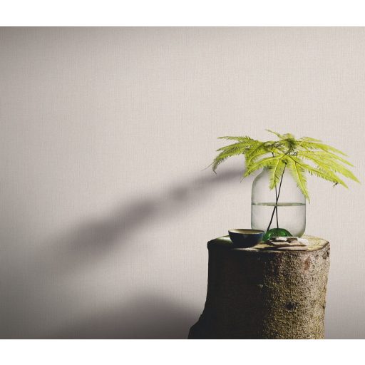 Finom textúrájú vászon megjelenésű egyszínű minta világos szürkésbézs és bézs tónus tapéta