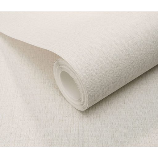 Finom textúrájú vászon megjelenésű egyszínű minta elefántcsont és világosbézs tónus tapéta