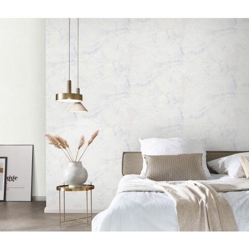 Természetes és bravúros márvány mintázat finom vonalazású textúrán törtfehér és világosszürke tónus tapéta