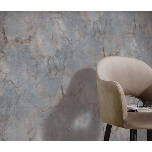 Természetes és bravúros márvány mintázat finom vonalazású szürke/szürkéskék barna és antracit tónus tapéta