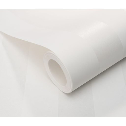 Egy klasszikus ragyogó új ruhában! Fémes tónusú csíkos/blokkcsíkos minta fehér és ezüst/fehérezüst tapéta