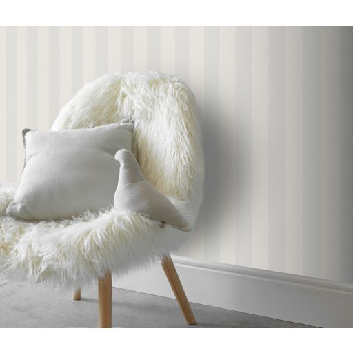 Egy klasszikus ragyogó új ruhában! Fémes tónusú csíkos/blokkcsíkos minta gyöngyház és világosszürke tapéta