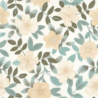   Gaia tavaszias virágkertje fehér szürkéskék zöld bézs tapéta