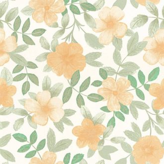   Gaia tavaszias virágkertje fehér zöld narancssárga tapéta