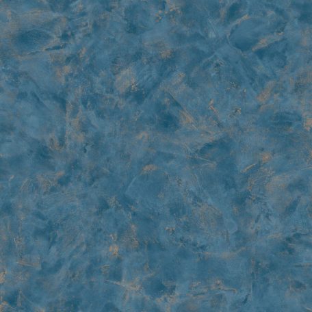 Valósághű megjelenésű nyers patinás fémes vakolat/beton minta kék és rézszín tónus tapéta