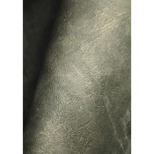 Valósághű megjelenésű nyers patinás fémes vakolat/beton minta khakizöld és arany tónus tapéta