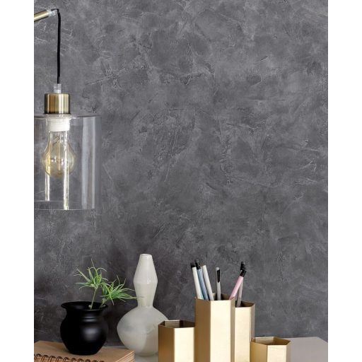 Valósághű megjelenésű nyers patinás fémes vakolat/beton minta ezüstszürke és gyöngyház tónus tapéta