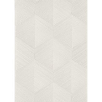   Háromdimenziós fényjáték - Szálcsiszolt felületű geometrikus minta krémszín és gyöngyház tónus fémes hatás tapéta