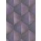 Háromdimenziós fényjáték - Szálcsiszolt felületű geometrikus minta lila orgonalila és arany tónus fémes hatás tapéta