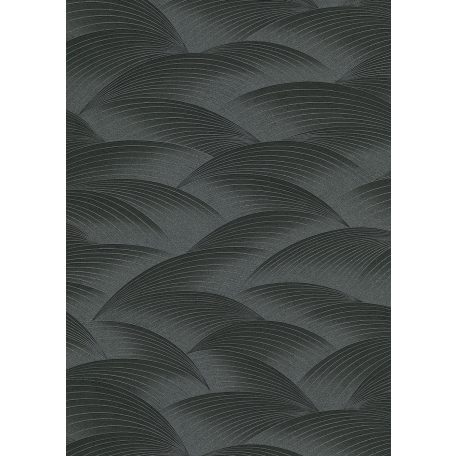 Dinamikus grafikus hullámminta - akár csillogó/szikrázó tenger vagy hegyvonulat sötétszürke fekete és ezüst tónus fémes csillogó hatás tapéta