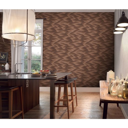 Dinamikus grafikus hullámminta - akár csillogó/szikrázó tenger vagy hegyvonulat bronzbarna és bronz tónus fémes csillogó hatás tapéta