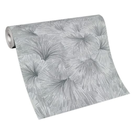 Kifinomult egymásba kapcsolódó levelek absztrakt mintája szürke és ezüst tónus fémes hatás tapéta