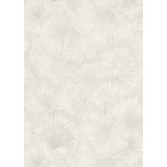   Kifinomult egymásba kapcsolódó levelek absztrakt mintája krém és bézs tónus fémes hatás tapéta