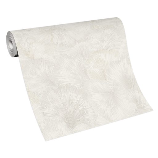 Kifinomult egymásba kapcsolódó levelek absztrakt mintája krém és bézs tónus fémes hatás tapéta