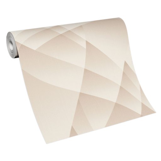 A vizuális geometria gyöngyszeme - Vitorlára emlékeztető extravagáns absztrakt minta krém és bézs tónus fémes hatás tapéta