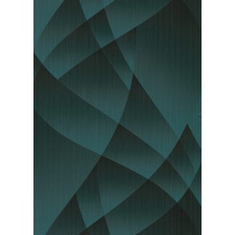   A vizuális geometria gyöngyszeme - Vitorlára emlékeztető extravagáns absztrakt minta türkizzöld és fekete tónus fémes hatás tapéta