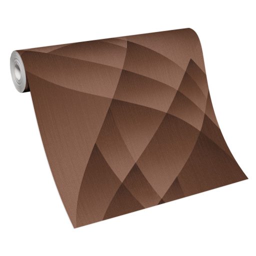 A vizuális geometria gyöngyszeme - Vitorlára emlékeztető extravagáns absztrakt minta bronzbarna és bronz tónus fémes hatás tapéta