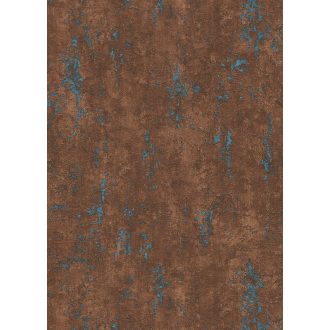   Strukturált kopott beton megjelenítés bronzbarna és kék/türkiz tónus tapéta