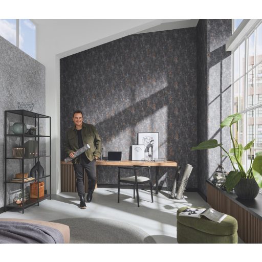 Strukturált kopott beton megjelenítés szürke sötétszürke és rézszín tónus tapéta