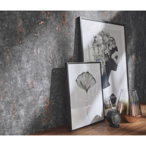 Strukturált kopott beton megjelenítés szürke sötétszürke és rézszín tónus tapéta