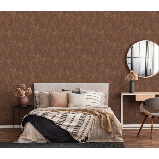 Strukturált kopott beton megjelenítés barna bronzbarna és szürkéskék tónus tapéta