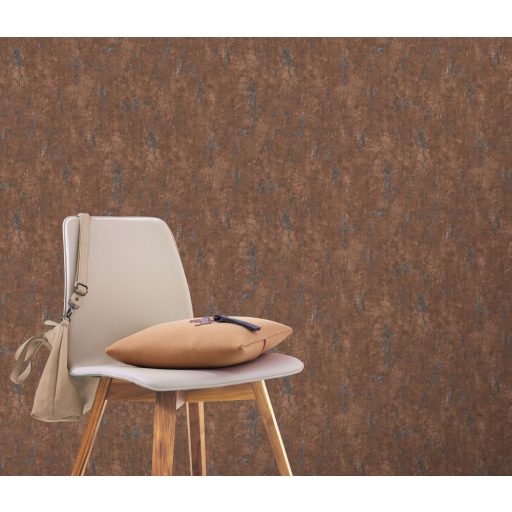 Strukturált kopott beton megjelenítés barna bronzbarna és szürkéskék tónus tapéta