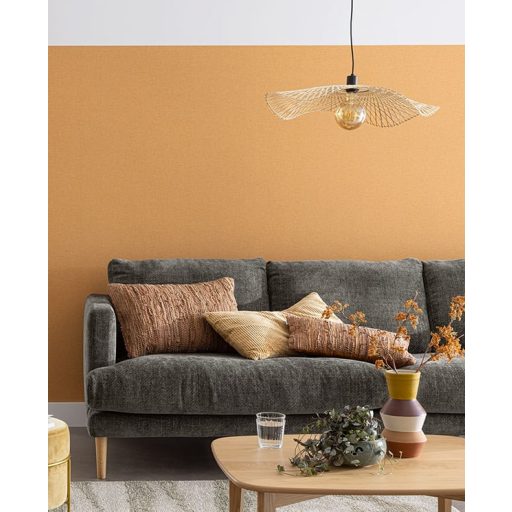 Kellemes tapintású strukturált egyszínű pamutgéz minta okkersárga tónus tapéta